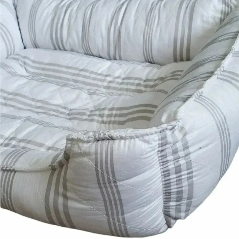 Gray And White Striped Sofr Animal Pet Bed 22x26